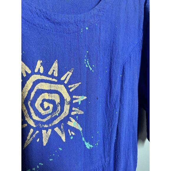 Color Me Cotton CMC Sleeveless MAxi Printed Painted Boho Dress Womens M - Picture 3 of 9